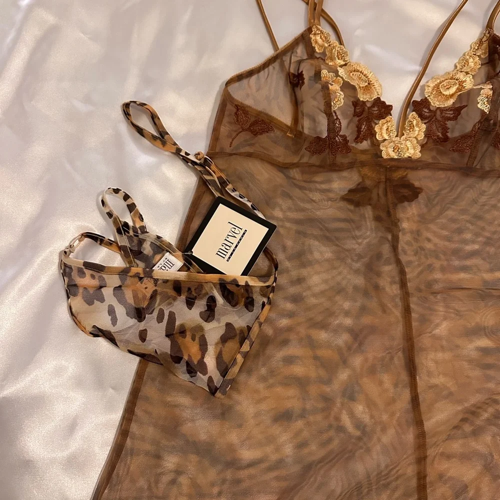 La Perla Vintage leopard sheer Chemise Set